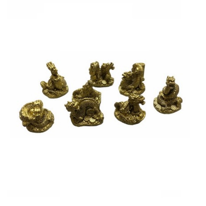 Statueta feng shui GOBI® Set 8 dragoni din rasina, model FS507