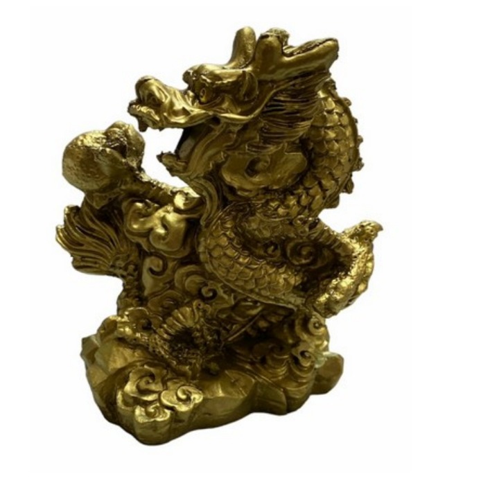Statueta feng shui GOBI® Dragon cu bila din rasina 8x6cm, model FS512