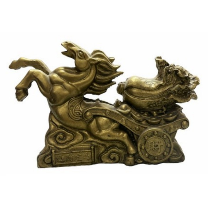 Statueta feng shui GOBI® Cal auriu din rasina cu varza 8 cm
