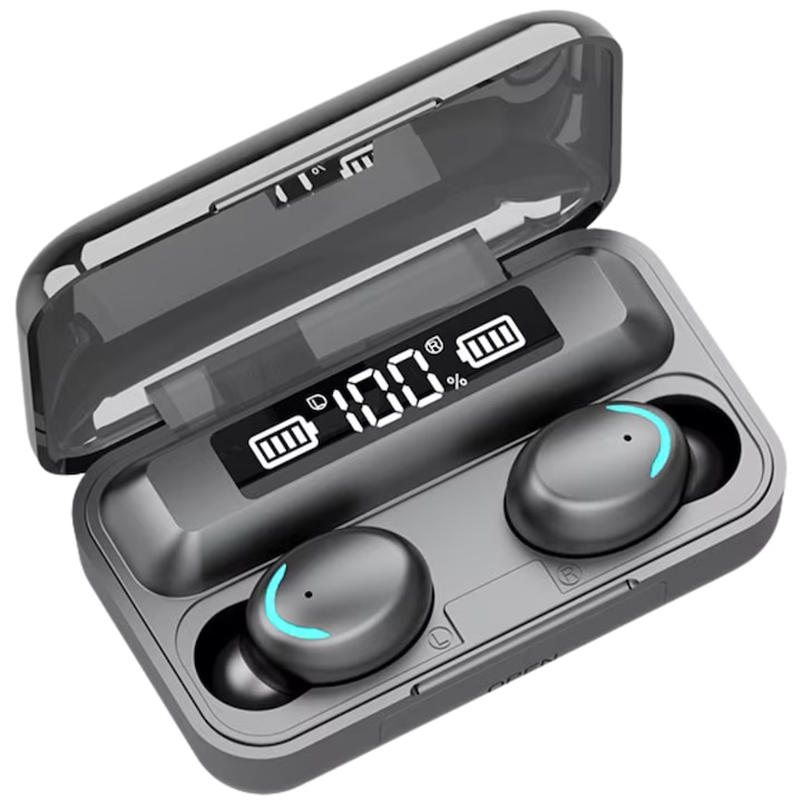 Безжични Bluetooth слушалки, Qeno® ProWave F9, Аудио, Безжични, Хендсфри с HD микрофон, Bluetooth 5.3, Стерео звук, 25 часа живот на батерията, Игри/Спорт/Музика, Шумопотискане, Сензорно управление