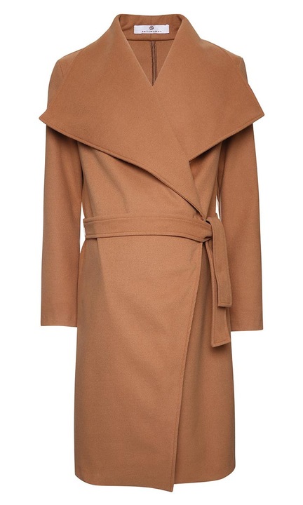 Бежово палто за бременни, удобна кройка, регулируема, полиестер