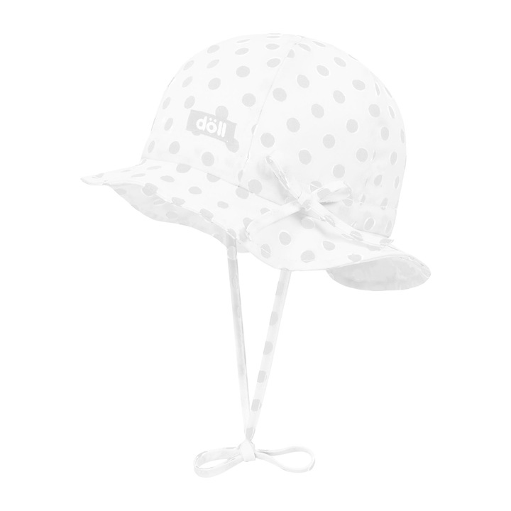 Babás gyerek sapka, fehér pöttyökkel, 100% pamut, állítható