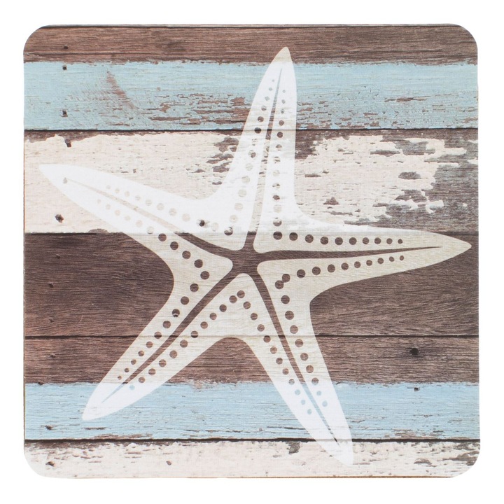 MDF tengeri csillag mintás pohártartó 11x11cm