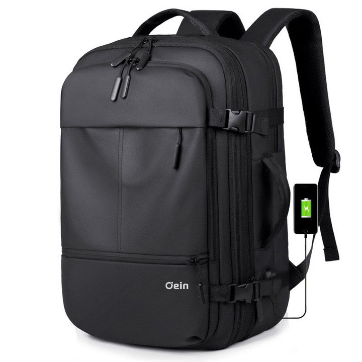 Rucsac Business cu Capacitate Mare pentru Laptop, Oein, Geanta de Calatorie pentru Laptop de 16 Inch cu Port USB pentru Incarcare, Rucsac Rezistent la Apa pentru Birou, Universitate, Computere, pentru Barbati si Femei, Extensibil, Negru