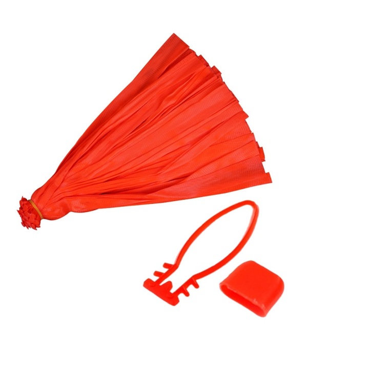 Tárolózsákok - 100 db újrahasználható hálós zsák készlet, polipropilén, 35 cm, tartós, Piros