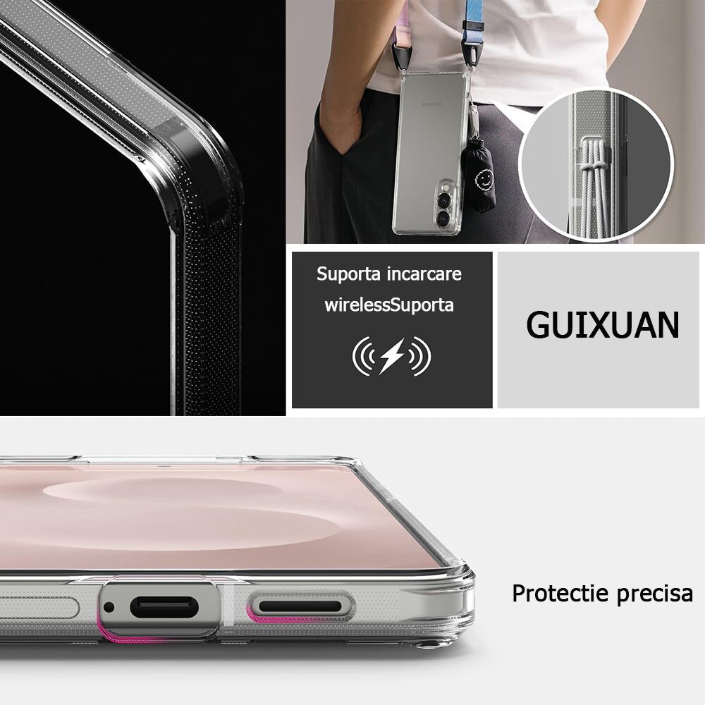 Husa protectie, GUIXUAN, Compatibil cu Samsung Galaxy S25 Edge, Policarbonat, MagSafe, Anti-zgarieturi, Transparent