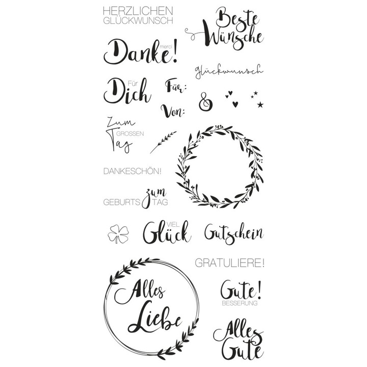 Stampila Rayher, „Viele Wunsche”, 97x205mm, 22 piese