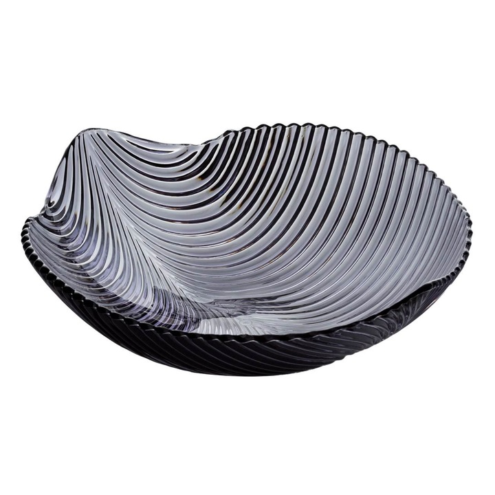 Bol din Plastic Reliefat Gri in Forma de Frunza 28x29.5x7.5cm