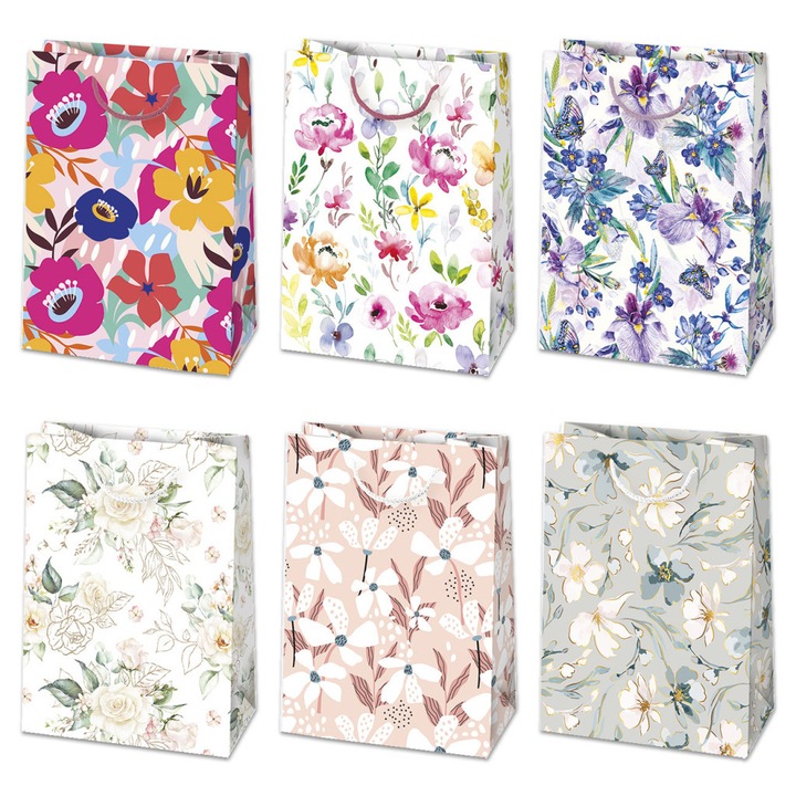 Punga cadou din hartie Flower Blossom, punga cadou 23x32x11 cm