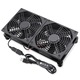 Set 2 Ventilatoare USB duale de 120 mm 5V, ventilator de racire cu flux de aer mare de 102 CFM pentru router, TV, microcomputer si alte electronice, Negru