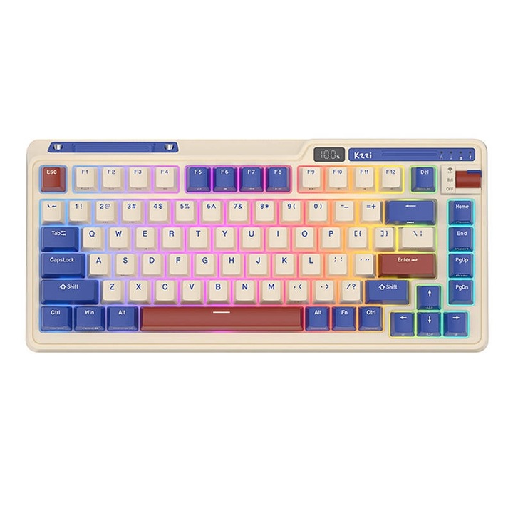 Механична клавиатура Royal Kludge, K75 pro RGB, Moment switch ретро син