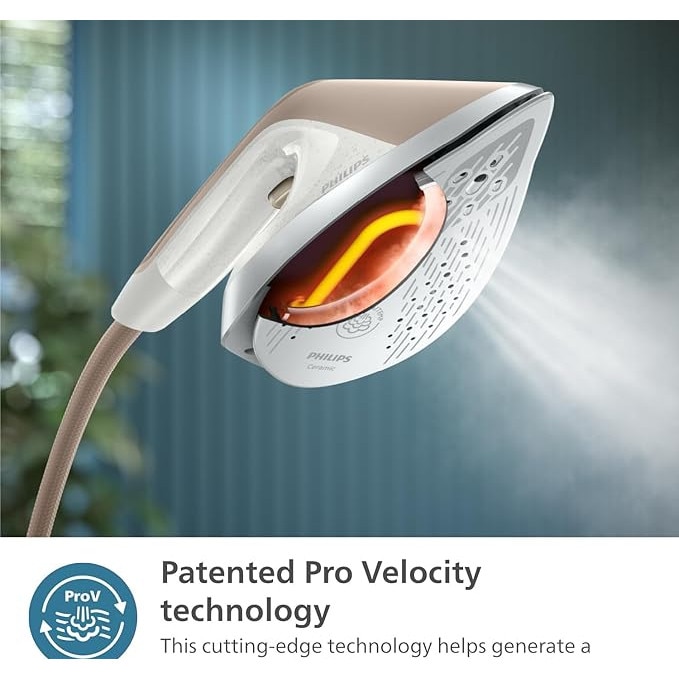 Masa si fier de calcat Philips Seria 6000 reglabila, fara pete de arsura garantat, 1800 W, operare practica, elimina pana la 99, 9% dintre bacterii si acarieni