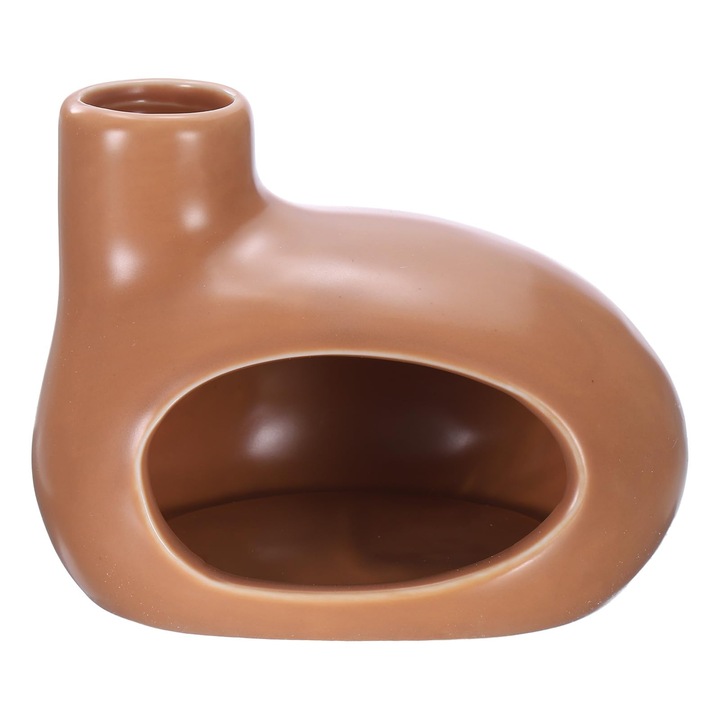 Kerámia égőfej Palo Santo tartóhoz, Füstölőtölcsér tartó, Mini Chiminea Palo Santo pálcikákhoz és Zsályaégőhöz, aromaterápia, füstölés, barna