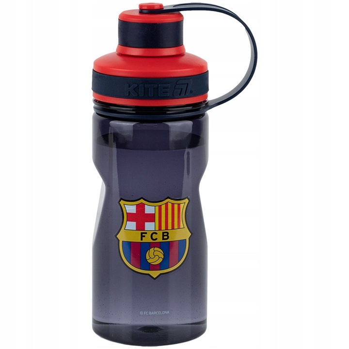 Бутилка за вода за момче FC Barcelona със сито за училище черна Kite 500 мл