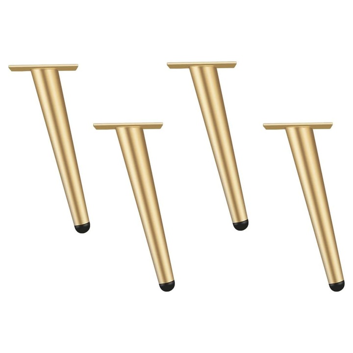Set 4 picioare mobilier Conceptix, otel inoxidabil, 10 cm, auriu, robuste, anti-rugina, montaj rapid, protectie podea, design modern