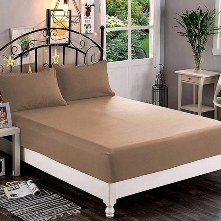 Husa de pat cu elastic Kotonia Home Hotel, 100% bumbac, Damasc DeLux Saten, ciocolata, 160×200+35 cm
