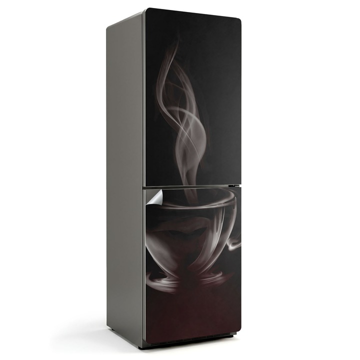 Autocolant frigider, Wallfluent, O pereche de cafea pluteste, Negru, 60x180 cm, 010120180020000008764