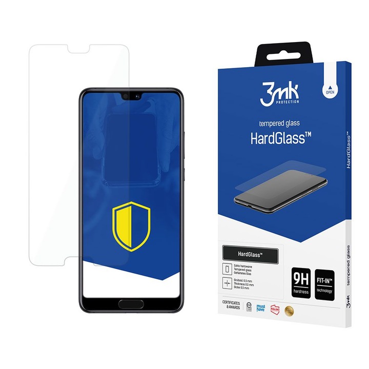 Folie de protectie 3MK HardGlass pentru Huawei P20, twardosc 9H, transparenta, cu margini rotunjite