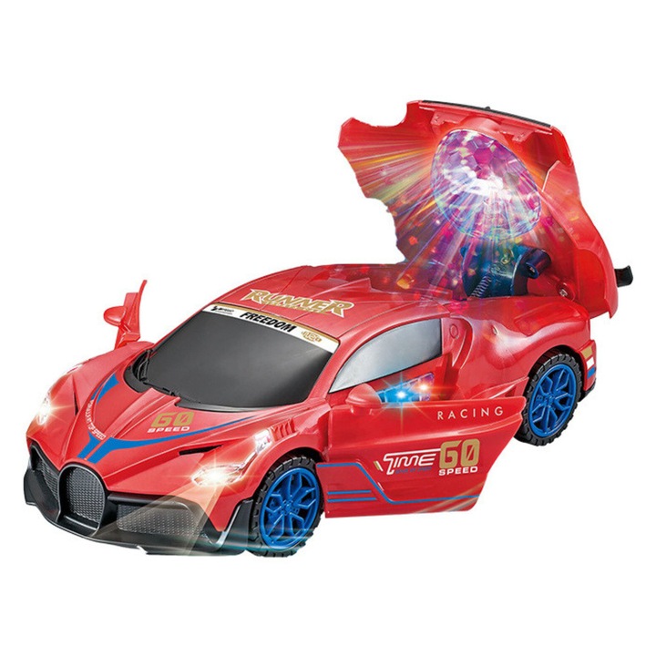 Masina sport interactiva LEAN TOYS, cu efecte sonore si luminoase, rosie, 23.5x10.5x6cm, set cu 1 masina