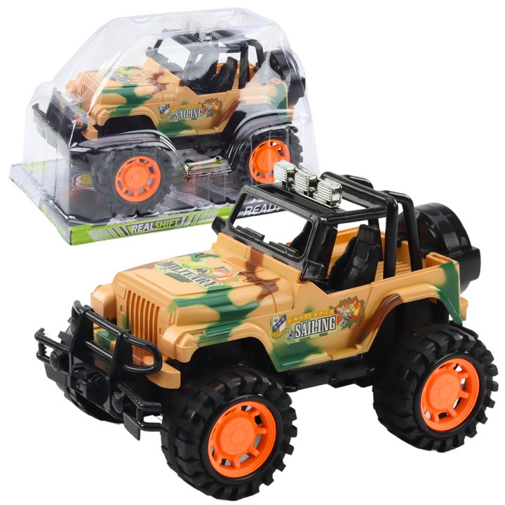 Masina Off-Road Militara, LEAN TOYS, 25x16,5x15,5cm, culoare bej, set complet