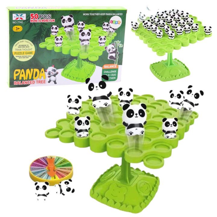 Joc de societate, LEAN TOYS, Balansare Pandi, 50 elemente, 27.5x18x3.5cm, plastic