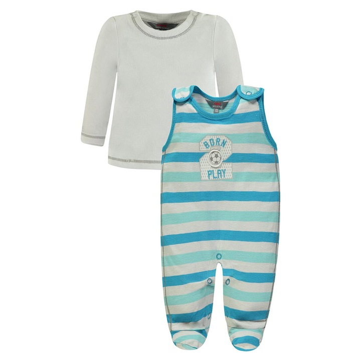 Комплект бебешки гащеризон и блуза, със сини райета, Kanz