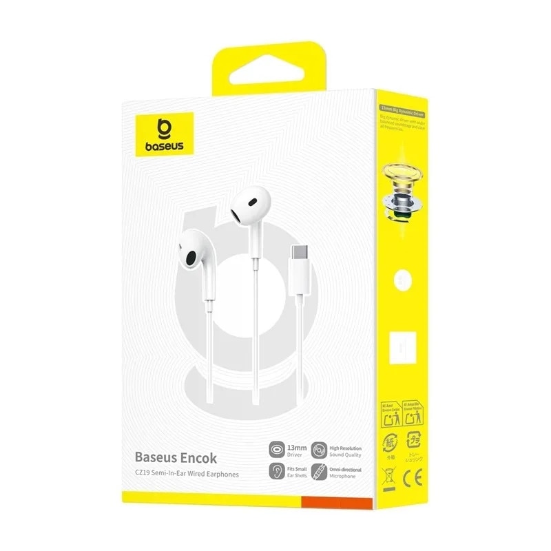 Baseus Encok CZ19 Casti In-Ear cu fir alb