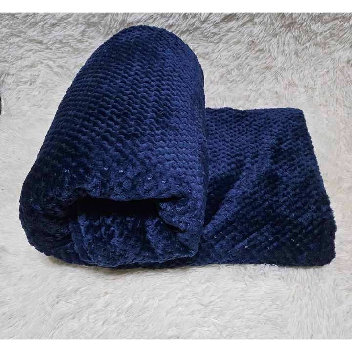 Patura Lux Cocolino Gofrata, UNI, 200 x 230 cm, Poze Reale, Albastru