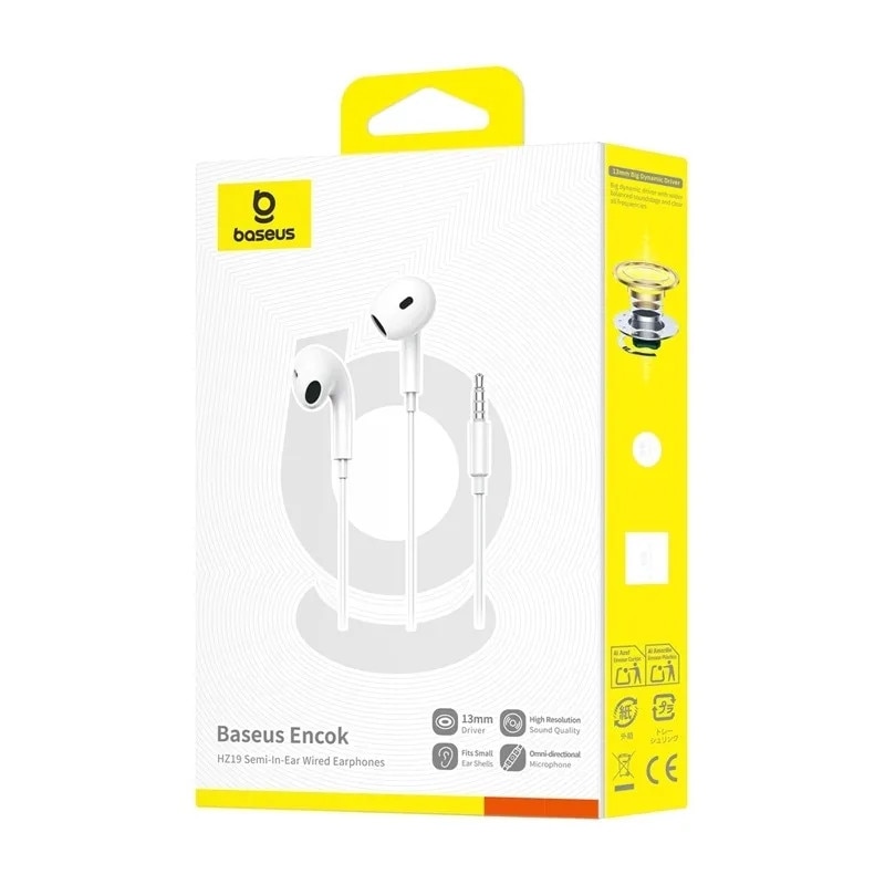 Baseus Encok HZ19 Casti in-ear cu fir alb