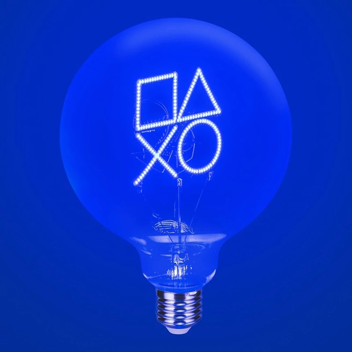 Bec LED Neon PlayStation, Paladone, E27, 1W, lumina albastră ...