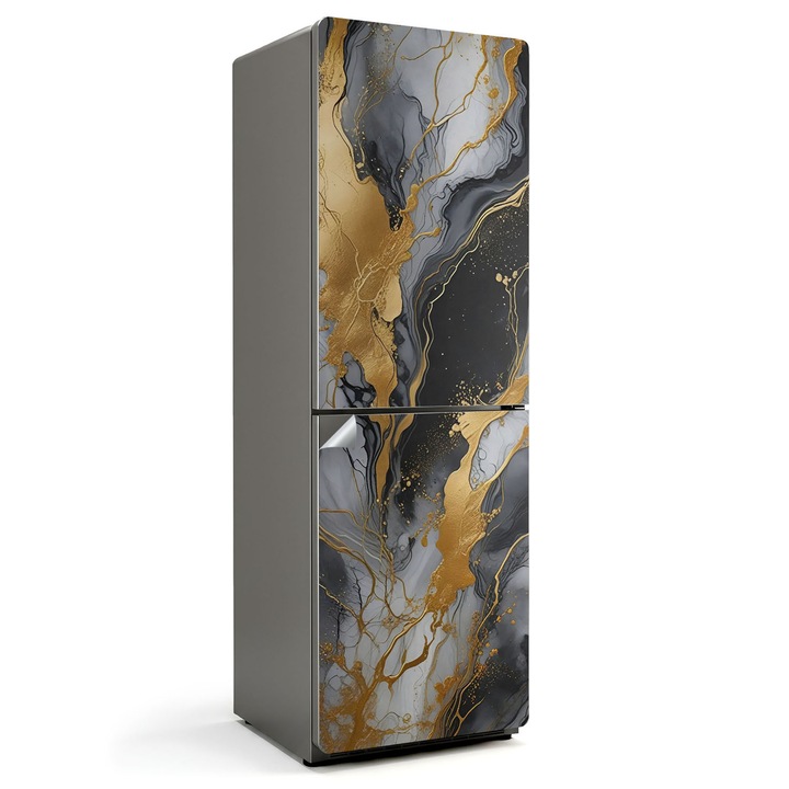 Folie autocolanta frigider, Wallfluent, Model de vene abstracte, Galben, 60x180 cm, 010120180020000284247