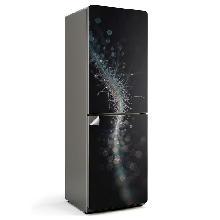 Autocolant frigider, Wallfluent, Model abstract cu bule, Negru, 60x180 cm, 010120180020000282407