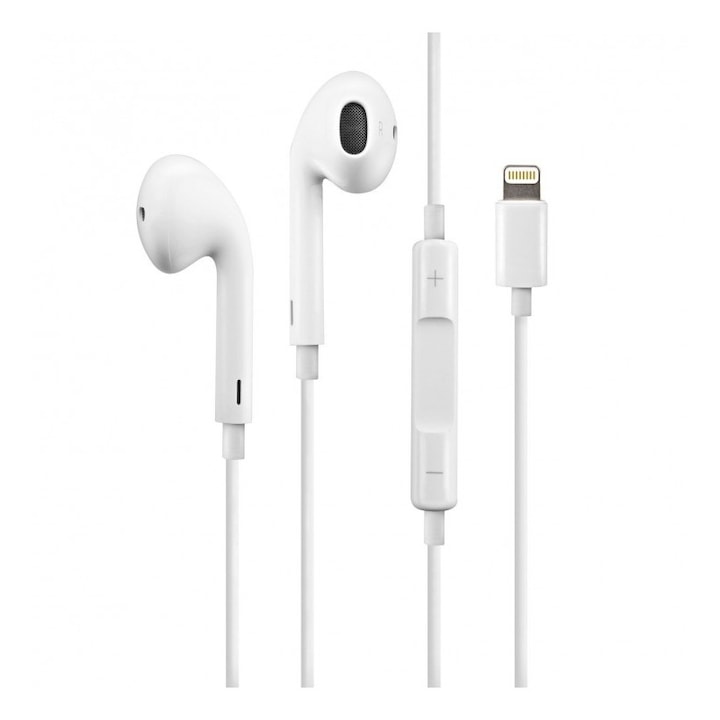 Audio fejhallgató Lightning porttal, Flippy, mikrofonos fejhallgató, iPhone 6 / 7 / 8 kompatibilis, fehér