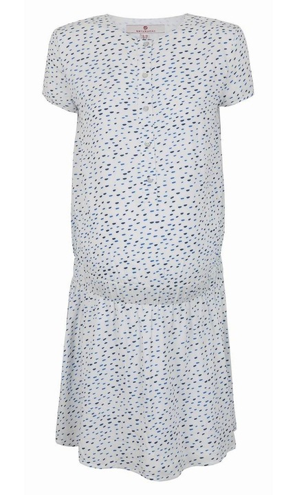 Rochie de maternitate Bellybutton, alba, imprimeu buline, viscoza