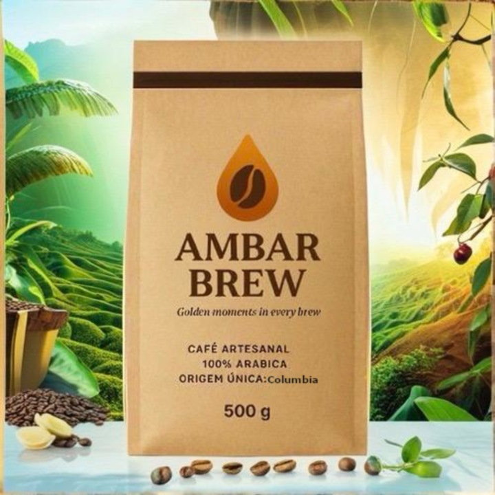 Cafea boabe de specialitate AmbarBrew, 100% Arabica, Columbia Premium Origin, Soft Roast, Aroma Intense, Espresso/Capuccino Perfect, 500g