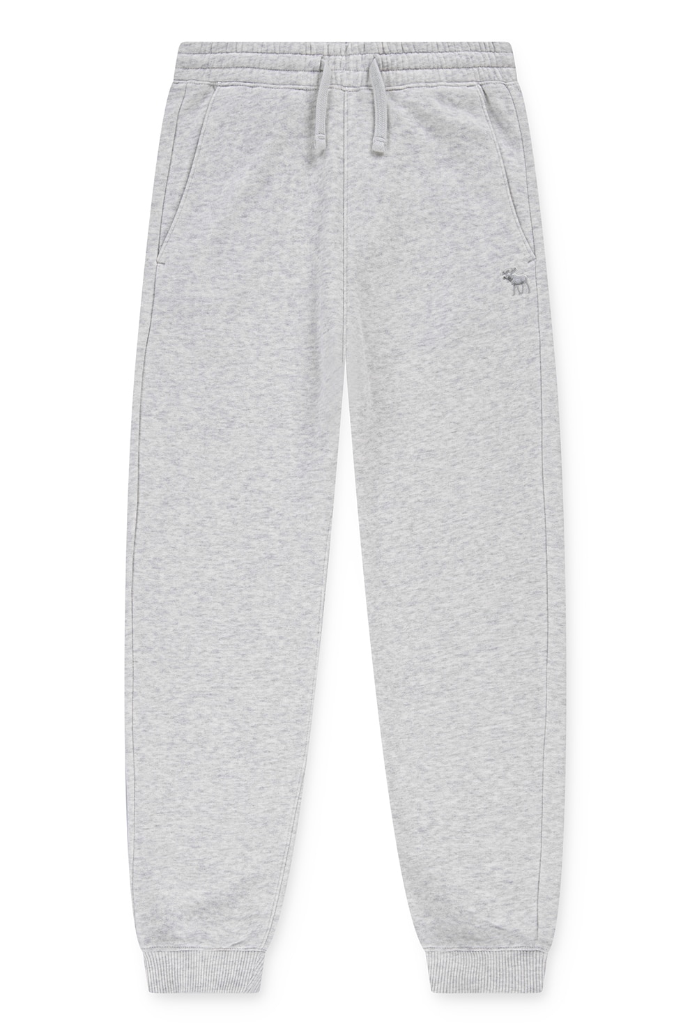 Abercrombie & Fitch, Pantaloni de trening cu talie elastica si ajustabila, Gri melange, 135-145 CM