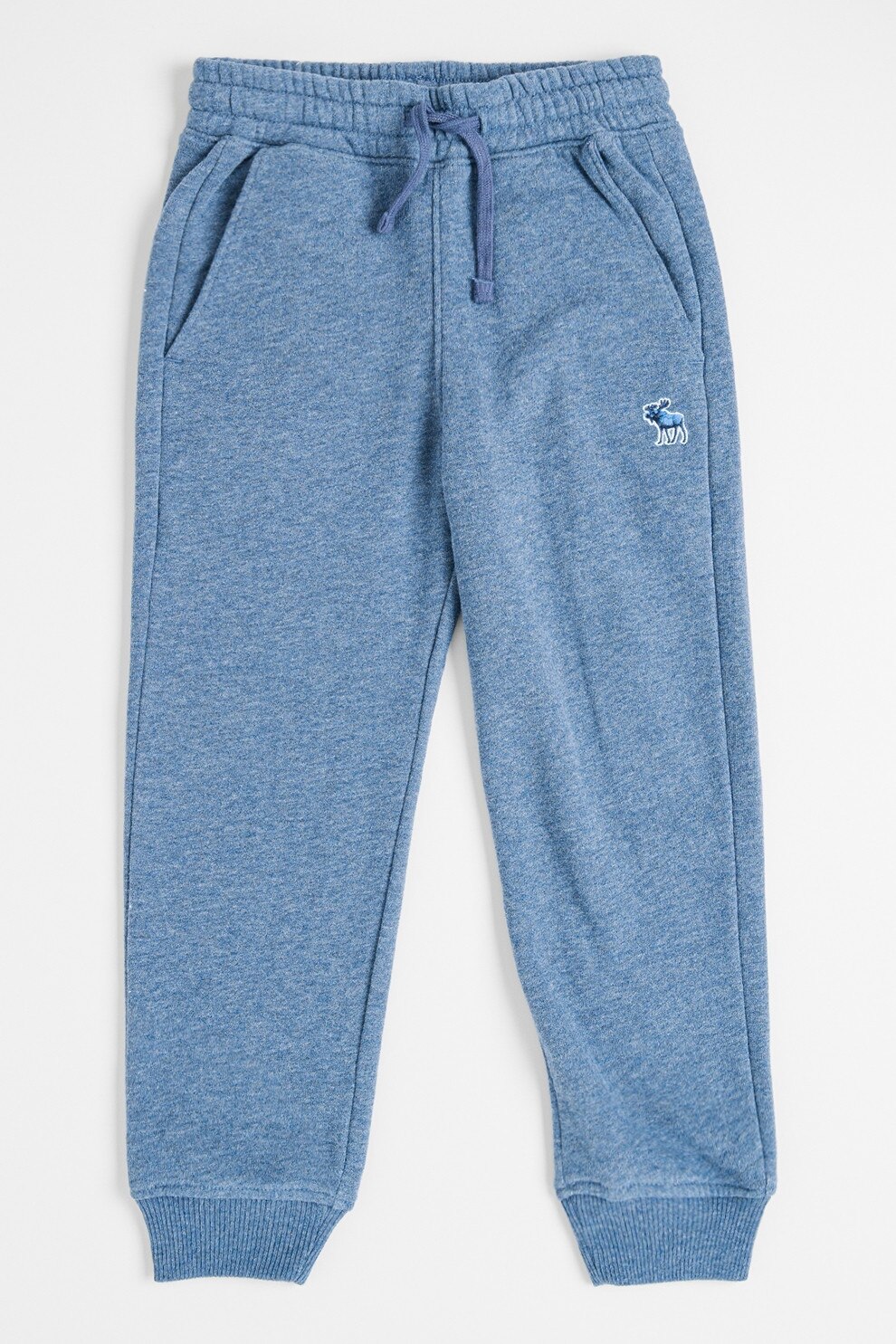 Abercrombie & Fitch, Pantaloni de trening cu talie elastica si ajustabila, Albastru melange, 145-152 CM