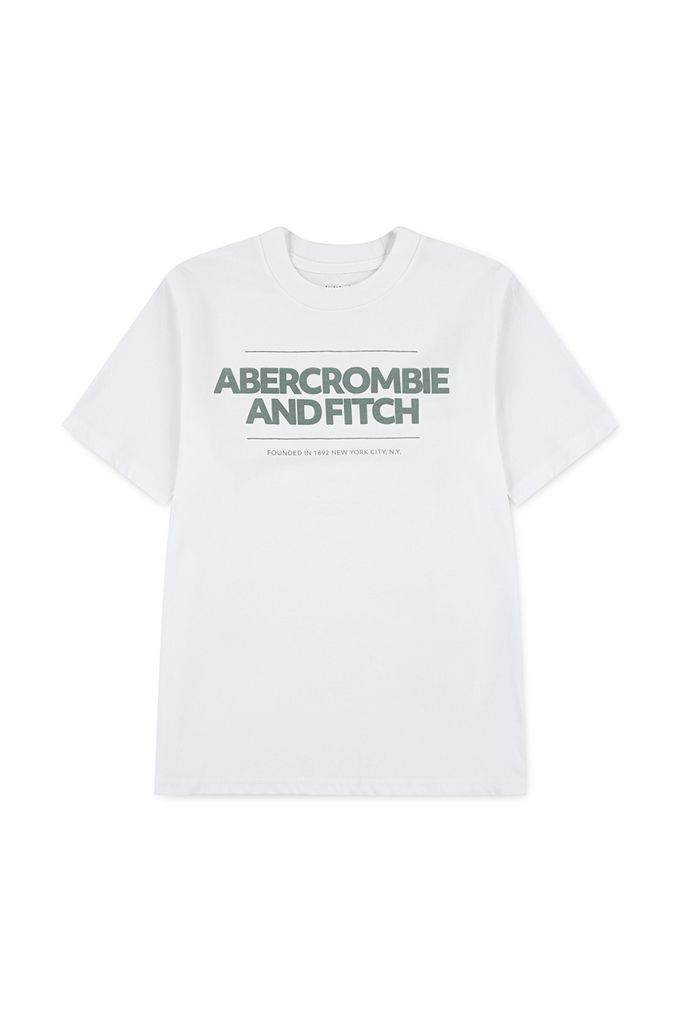 Abercrombie & Fitch, Tricou cu imprimeu logo si decolteu la baza gatului, Alb, Verde sparanghel, 145-152 CM