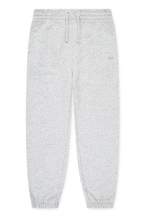Abercrombie & Fitch, Essential szabadidőnadrág hímzett logóval, Melange világosszürke