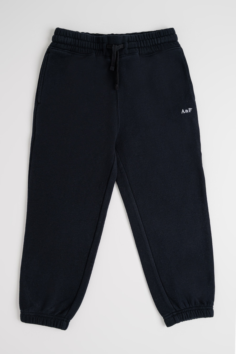 Abercrombie & Fitch, Pantaloni de trening cu logo brodat Essential, Negru, 142-150 CM
