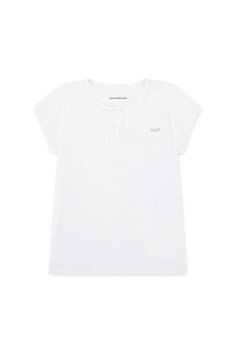 Abercrombie & Fitch, Tricou striat cu decolteu henley, Alb optic, 170-176 CM