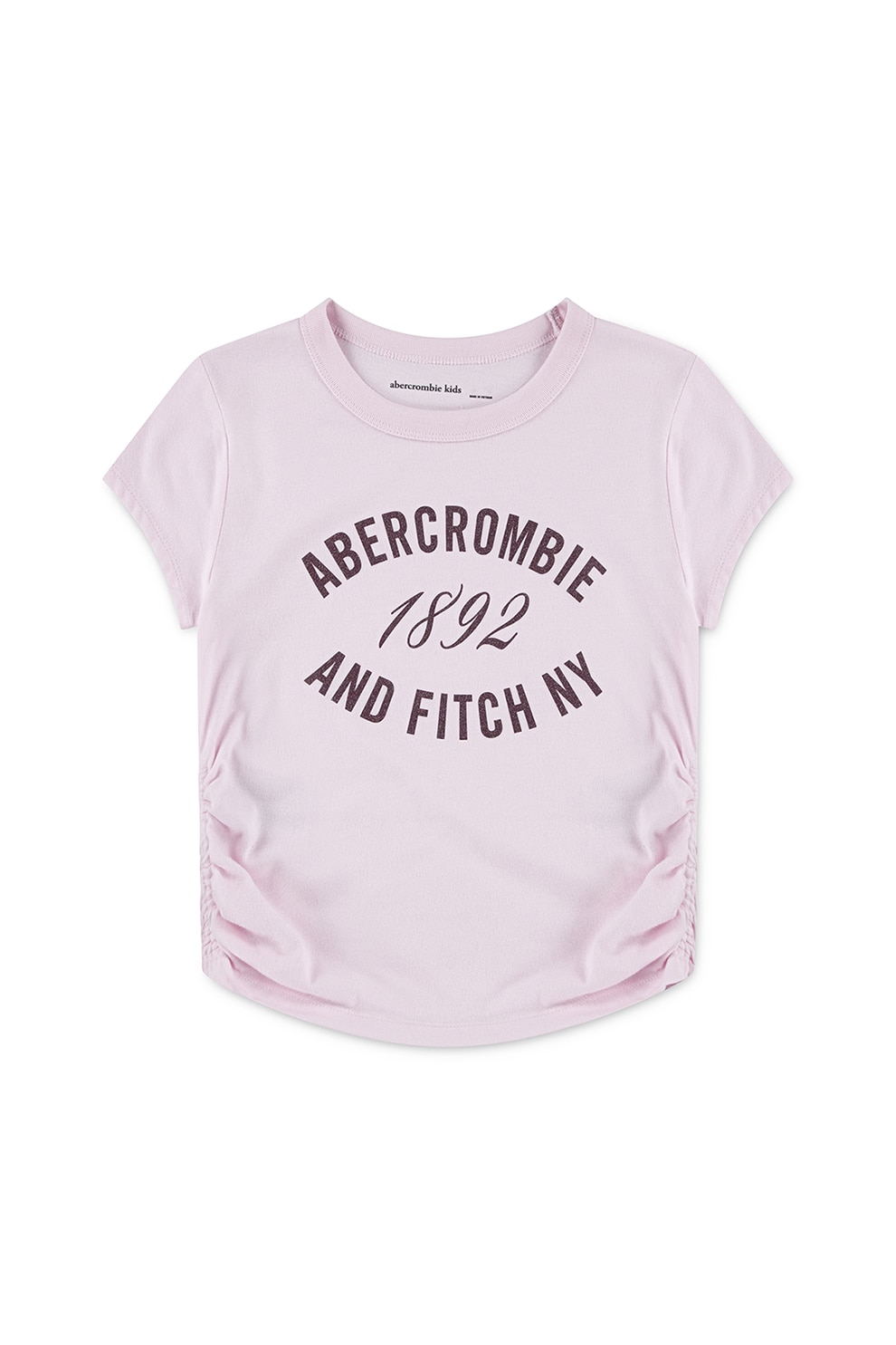 Abercrombie & Fitch, Tricou cu imprimeu text, Roz pal, Violet pruna, 170-176 CM