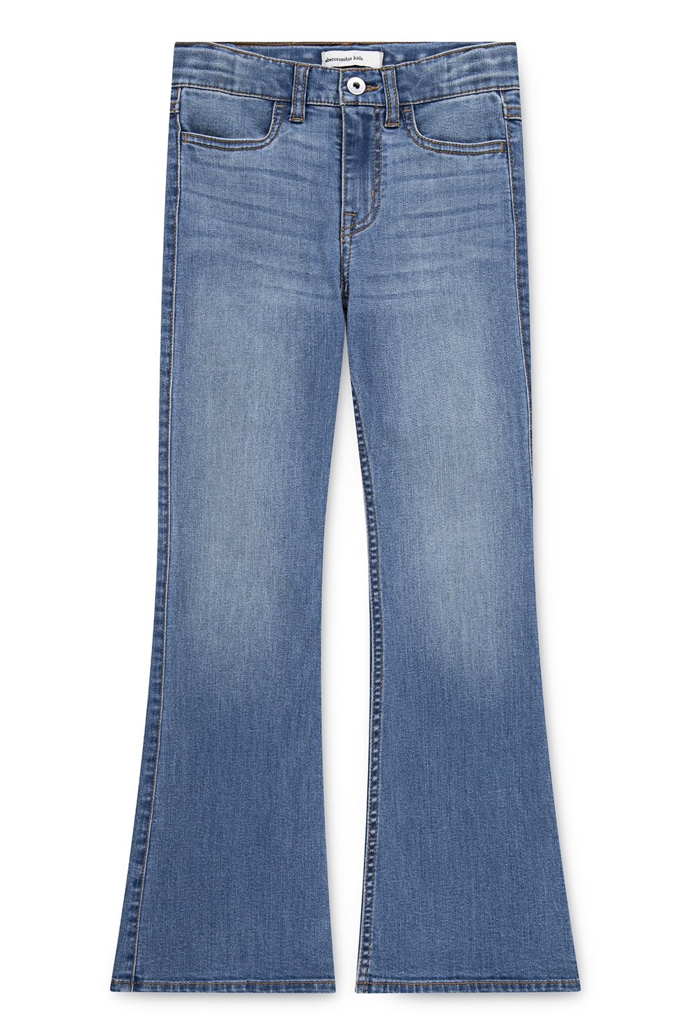 Abercrombie & Fitch, Blugi evazati cu aspect decolorat, Albastru prafuit, 170-176 CM
