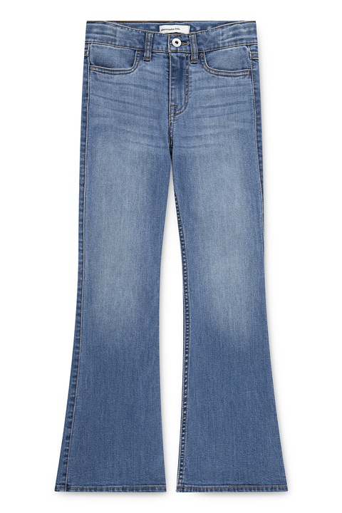 Abercrombie & Fitch, Mosott hatású farmernadrág bővülő szárakkal, Púderkék