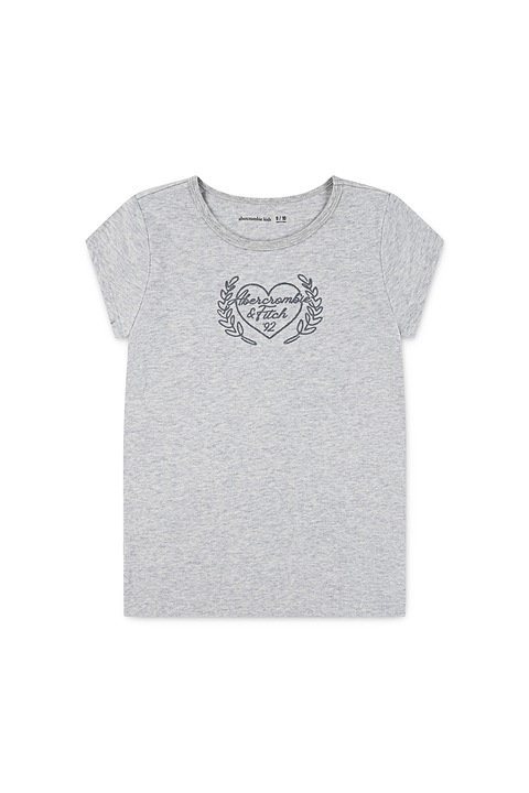 Abercrombie & Fitch, Pamuttartalmú póló logómintával, Melange szürke