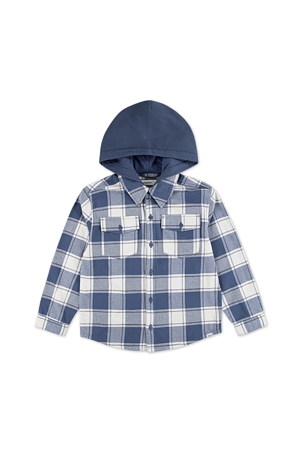 Abercrombie & Fitch, Camasa in carouri cu gluga, Albastru inchis, Alb murdar, 160-165 CM