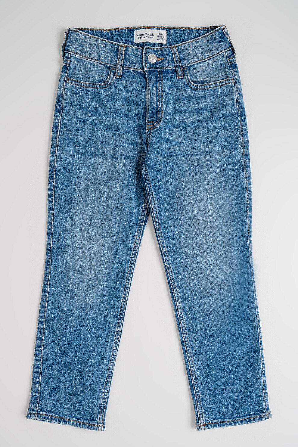 Abercrombie & Fitch, Blugi regular fit, Albastru melange, 142-150 CM