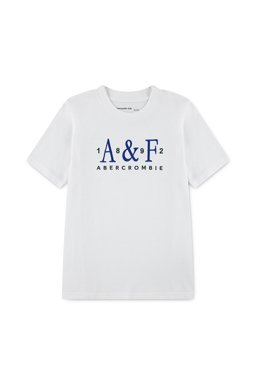 Abercrombie & Fitch, Tricou cu imprimeu logo, Alb, Negru, Albastru royal, 122-135 CM