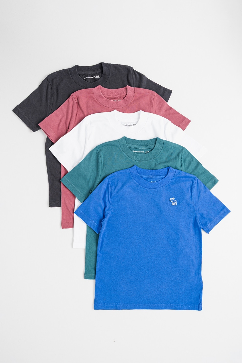 Abercrombie & Fitch, Set de tricouri cu decolteu la baza gatului - 5 piese, Multicolor, 145-152 CM