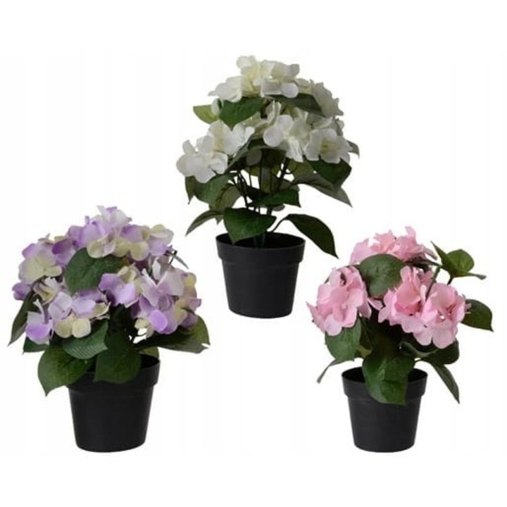Hortensie artificiala in ghiveci, Kaemingk, 25x25x24cm, multicolor, set 1 bucata